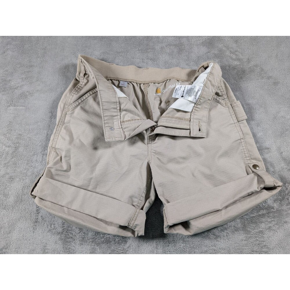 Carhartt Smithville Ripstop Shorts Womens 10 Tan Mid Rise Workwear Pockets - Picture 6 of 12